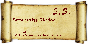 Stranszky Sándor névjegykártya