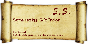 Stranszky Sándor névjegykártya